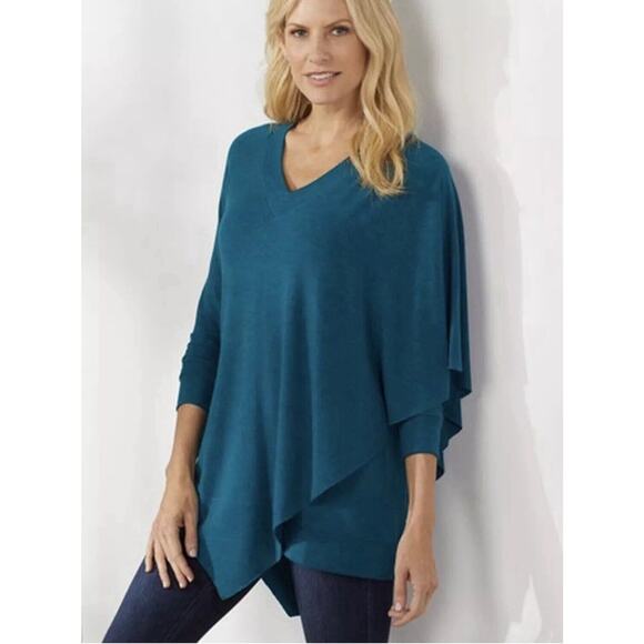 NWT $90 Soft Surroundings Size M Madeline Tunic Long Sleeve Layered Asymmetric - Picture 7 of 7
